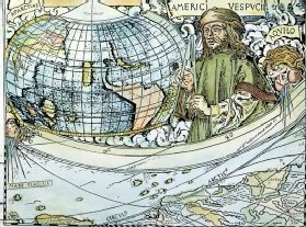 Amerigo Vespucci na Waldseeműllerově mapě (1507) in Encyklopedia Britannica (http://concise.britannica.com)
